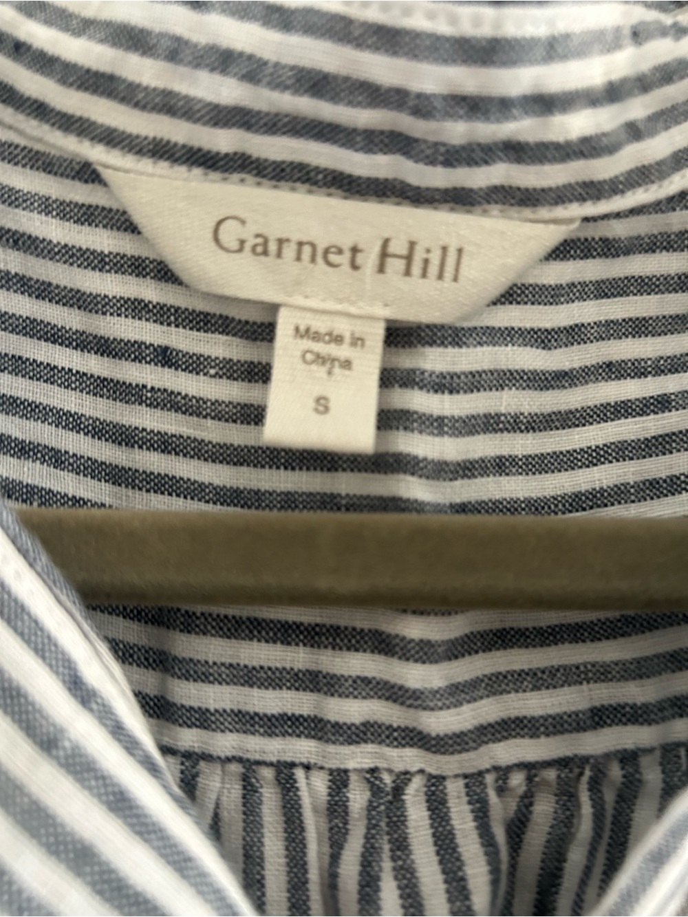 Garnet Hill Navy & White Striped Sleeveless Button Top - Picture 3 of 3